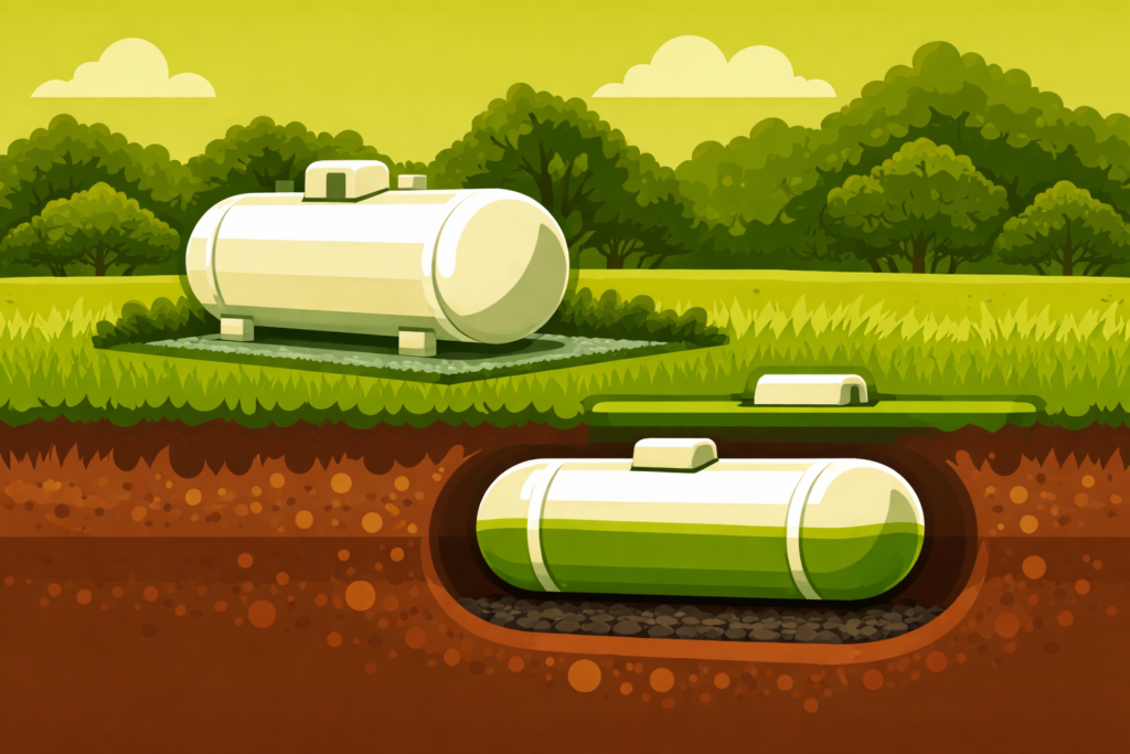 Under and overground LPG gas tanks